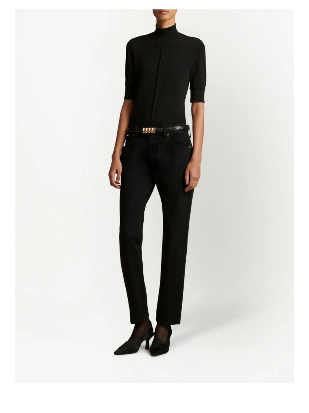 KHAITE Black Straight-Leg Jeans